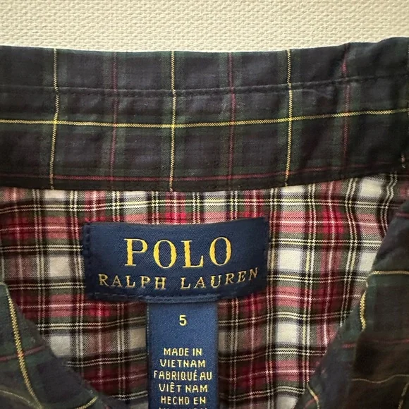 Polo Ralph Lauren Girls 5 Plaid Poplin Shirt Dress Holiday Christmas Red Blue - Picture 6 of 8